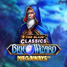 Logo of Fire Blaze Blue Wizard Megaways from Rarestone Gaming at Gravira Casino